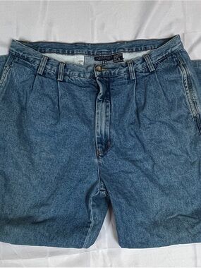 Vintage Britches Pleated Baggy Jeans Mens 38x27 Straight Leg Relaxed 90s Dad Y2K